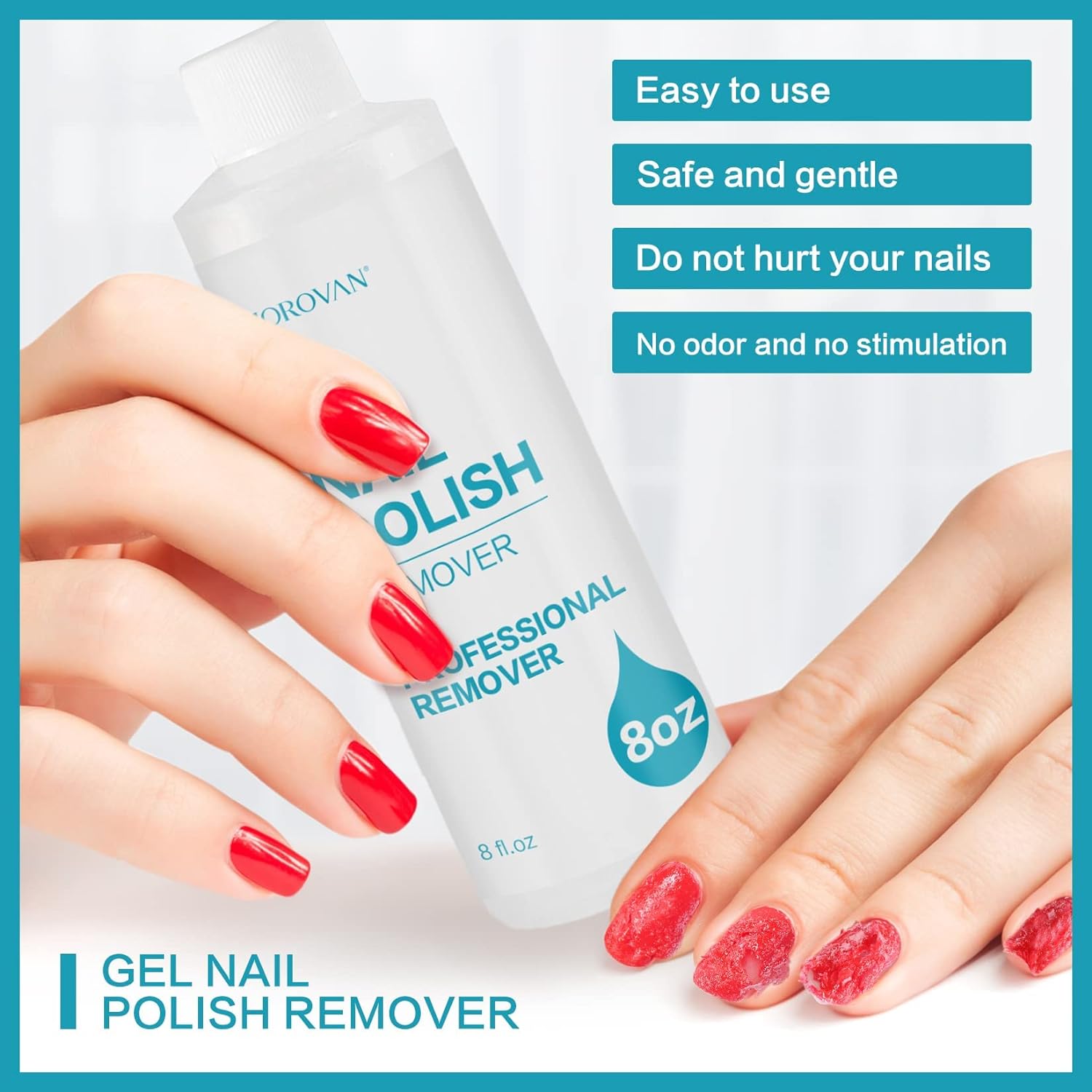 Nail Gel Remover Acetone Free Nail Polish Remover for Nails Remove Soak-Off Nature Nail Gel Polish Acrylic Dip (80ml / 240ml)