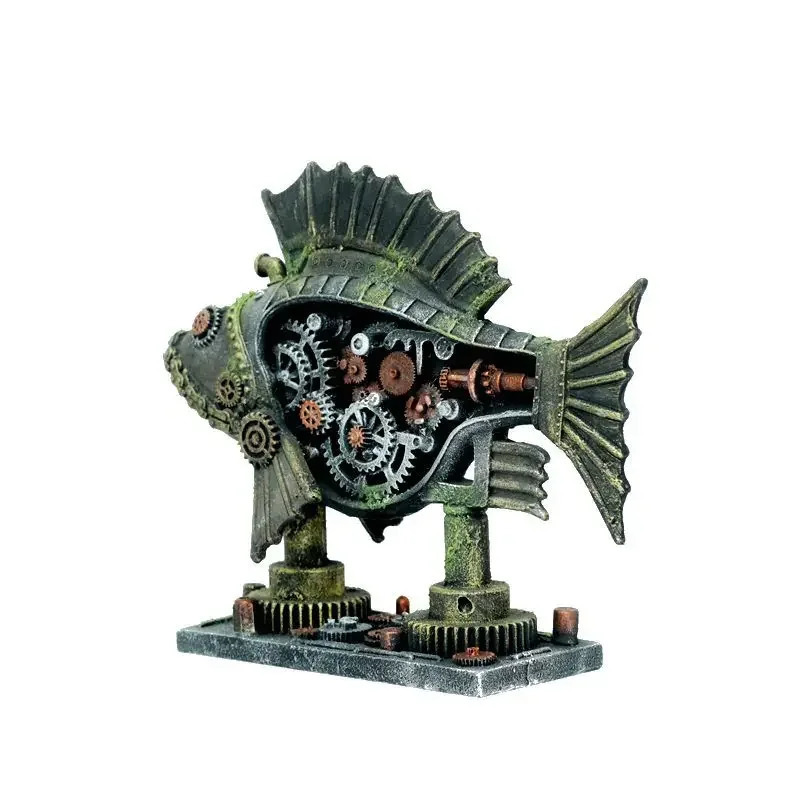 Transforming Robot Decoration Fish Tank Accessories Statue Car Dog Robot Mechanical Leopard Ornaments Aquarium Decoration Rock 240624