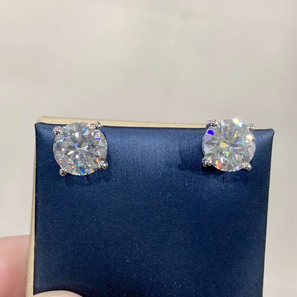 Cadermay 9Mm 3Ct Diamond Earrings 4 Prons Screw Push Back Synthesis Moissanite Solitaire Stud With GRA Certificate