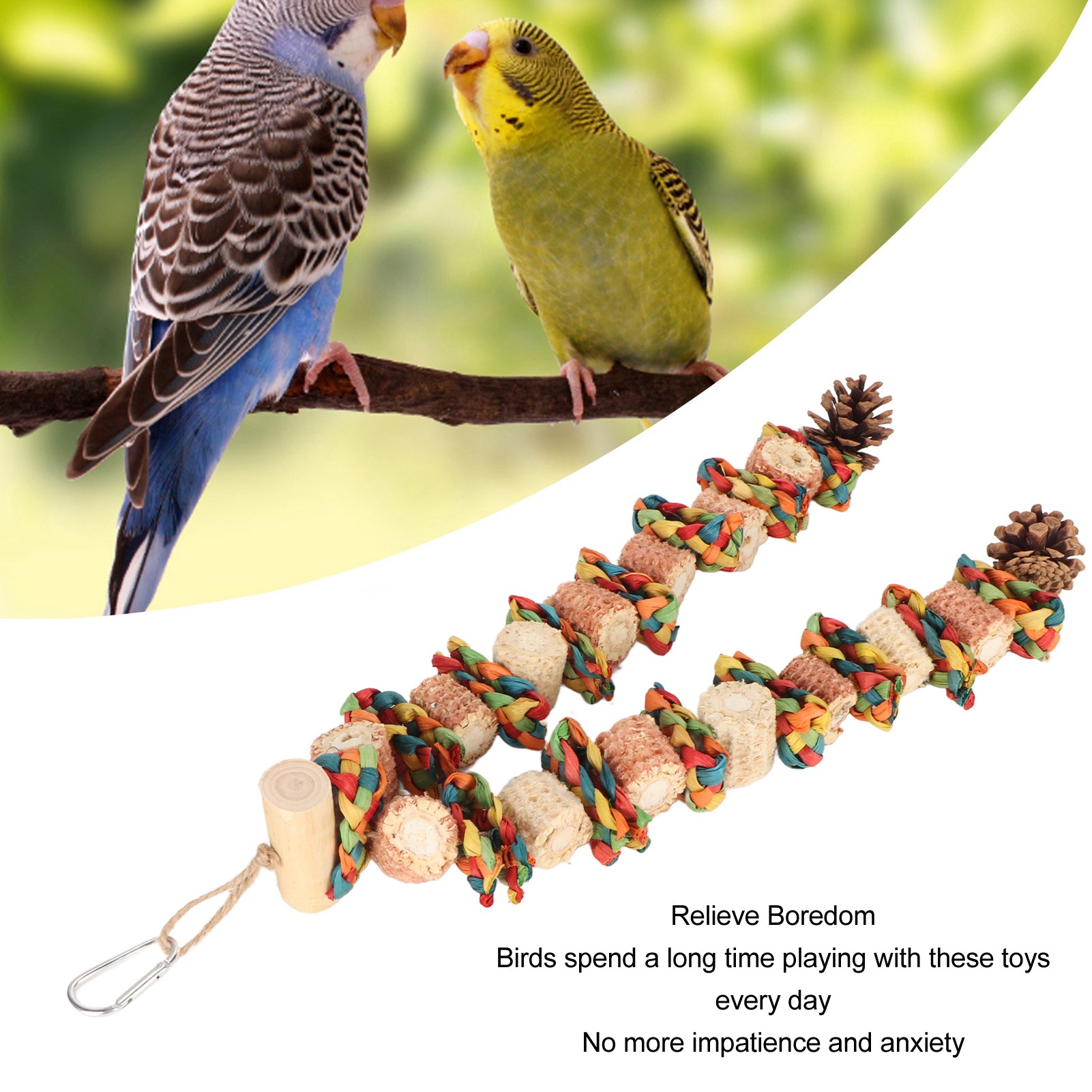 Bird Chewing Toy Beak Grinding Boredom Relief Corn Cob Pine Cone Bird Bite Toy For Medium Large Parrots