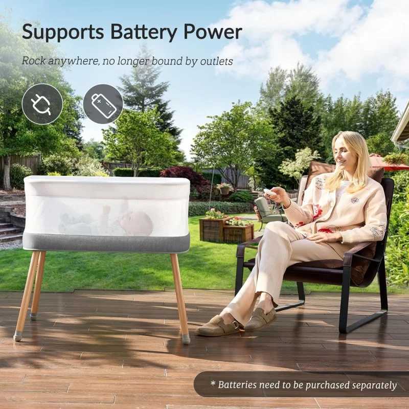 Baby Cribs Rocking Bassinet for Baby 3 Speeds Smart Motion Detection Electric Bedside Sleeper with 8 Soothing Music Auto Bedside Crib fo WX