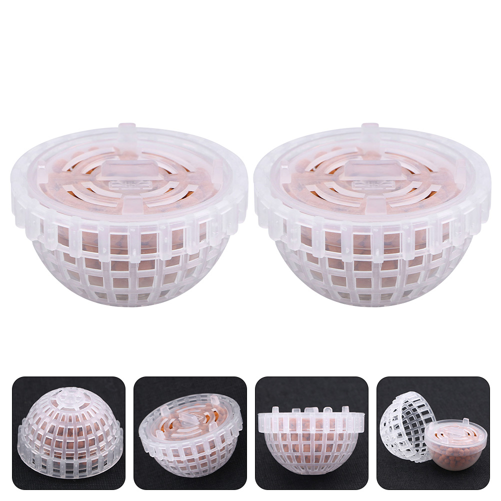 2 Pcs Moss Valued Hemisphere Balls Plastic Filter Fish Tank Ceramsite Decor Water Grass Shrimp Hiding Houses