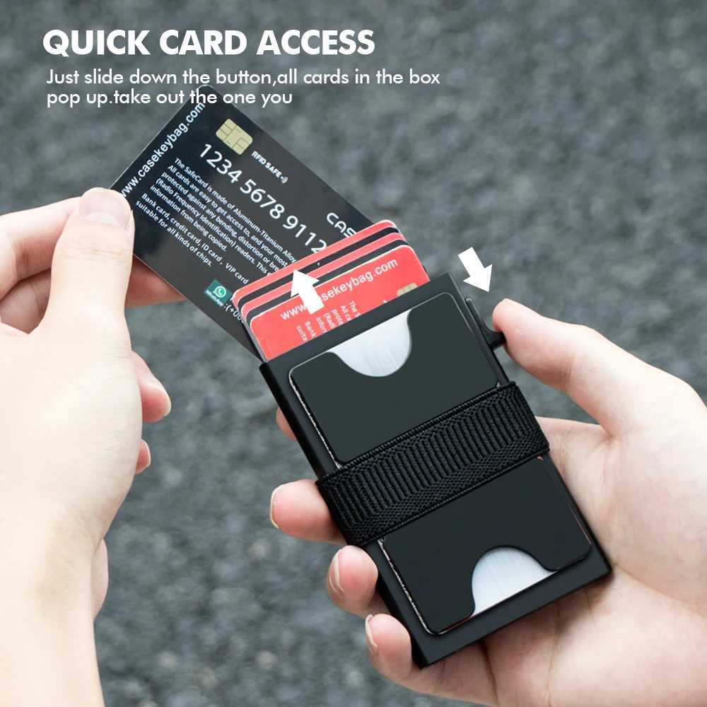 Money Clips 2023 New Slim Aluminum Card Wallet RFID Pop-up Push Button Bank Credit Card Case Holder Thin Smart Metal Wallet for Men WomenL246