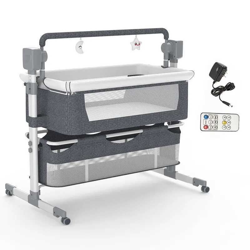 Baby Cribs Electric Baby Bed Cribs Portable Foldable Electric Cot Safety kids Cribs Bassinet Baby swing bed WX