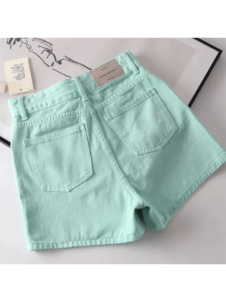 Women Green Denim Shorts Y2k Jeans Short Pants Harajuku Aesthetic Vintage Oversize Mini Cowboy Shorts 2000s Trashy Clothes 240629
