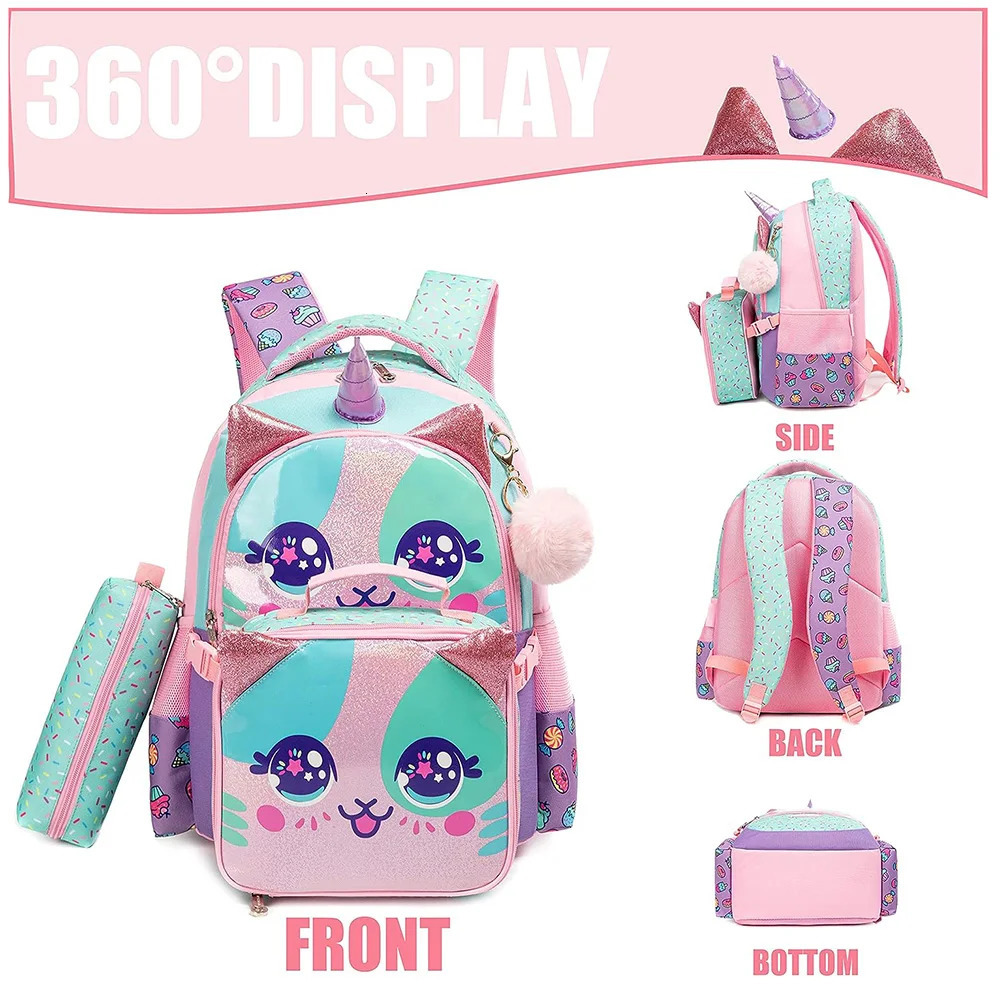 Kids Backpacks for Girls School Bag with Lunch Box School Backpack for Girls Set Cute Bookbag for Kindergarten 240621