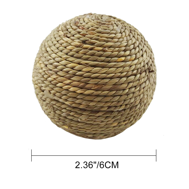 4pcs Chewing Braided Ball Guinea Pig Rabbit Hamster Small Animal Play Pet Interactive Chew Toy Natural Grass Ball Toys Supplies