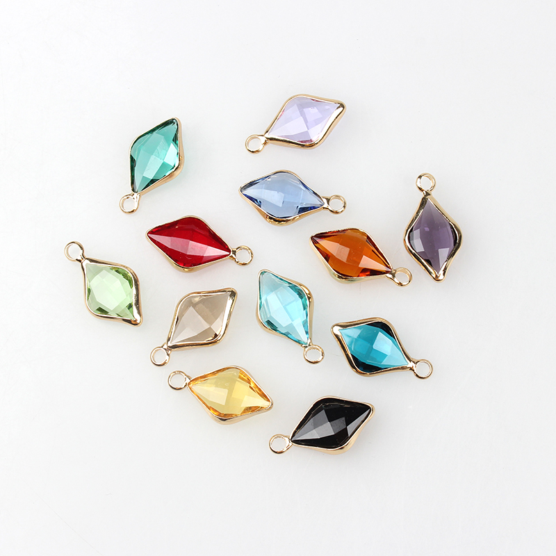 12pcs/lot Shuttle shape Crystal Charms Beads 18*10MM For Glass Living Memory Locket DIY Necklace Bracelet Accessories