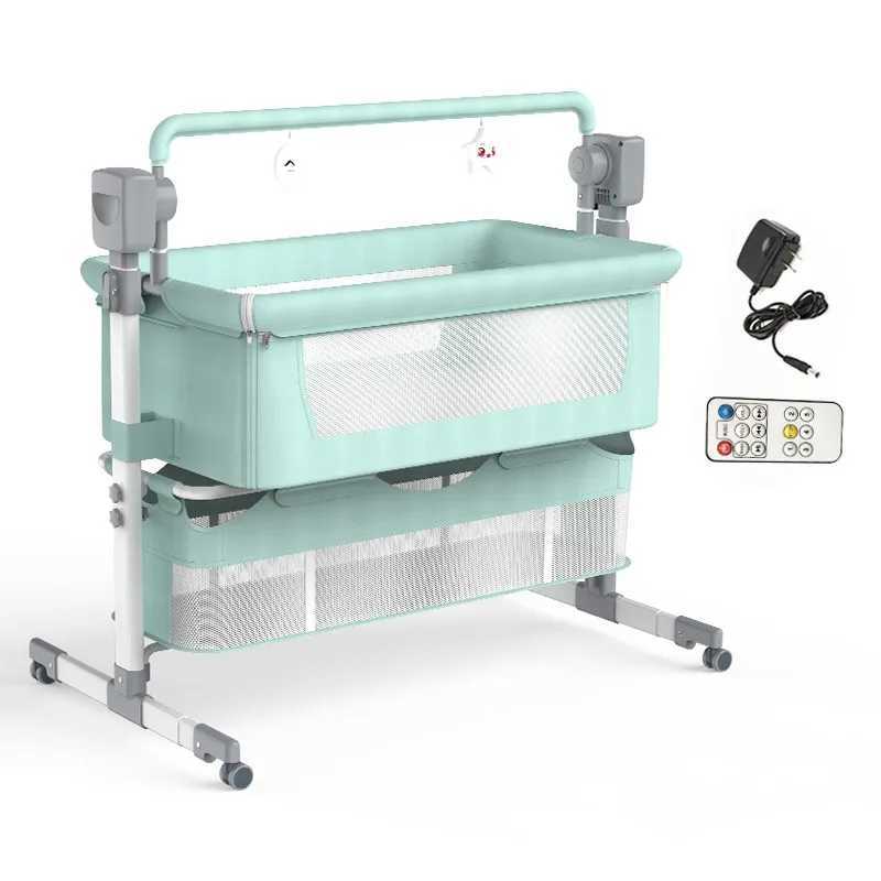 Baby Cribs Electric Baby Bed Cribs Portable Foldable Electric Cot Safety kids Cribs Bassinet Baby swing bed WX