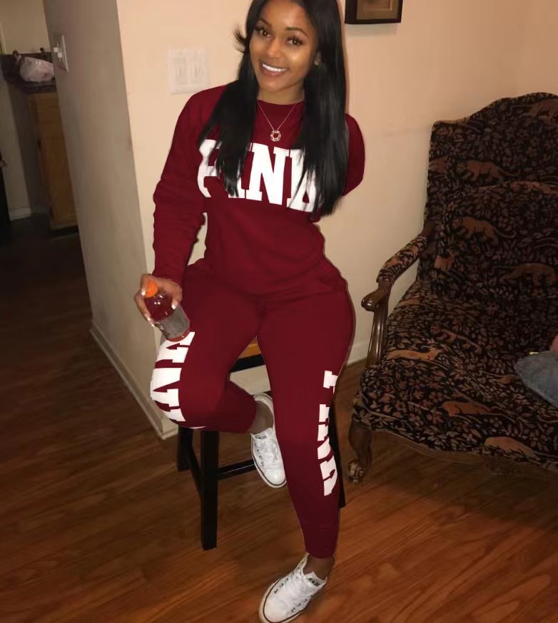 2024 New Casual 2Piece Sets Womens OutfitsSexy Sweatsuit Set Letter Print 3XL Tops And Skinny Pants Sweat Suits 2 PCS Tracksuits