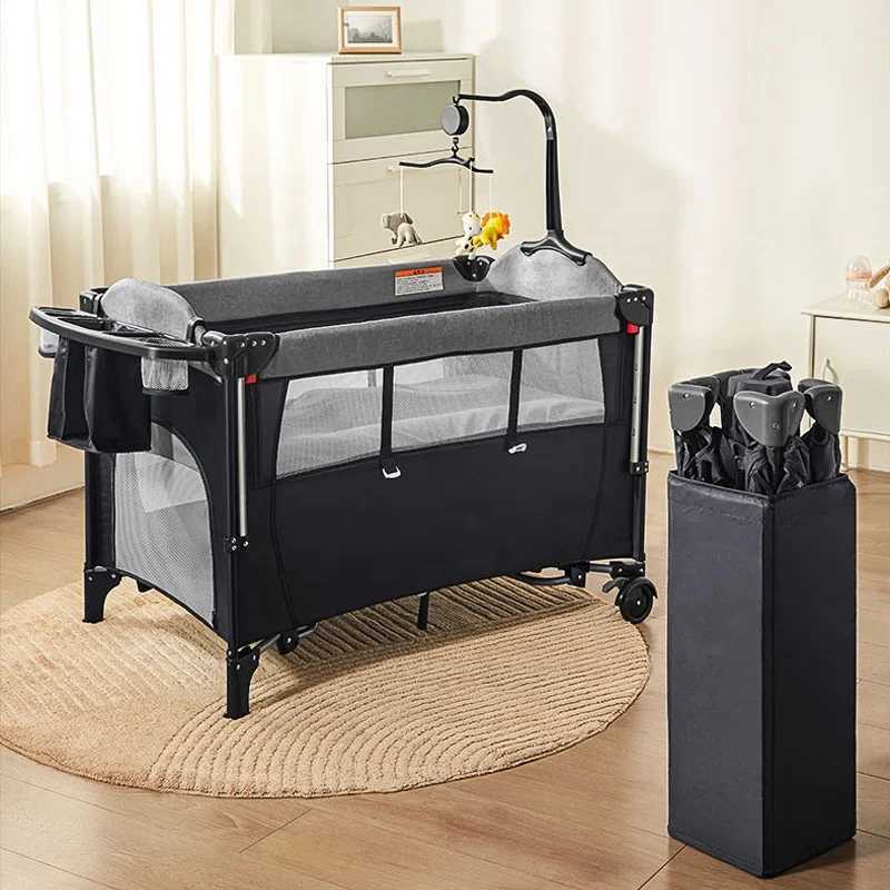 Baby Cribs 2-in-1 baby pack n play bed portable folding playpen kids crib WX