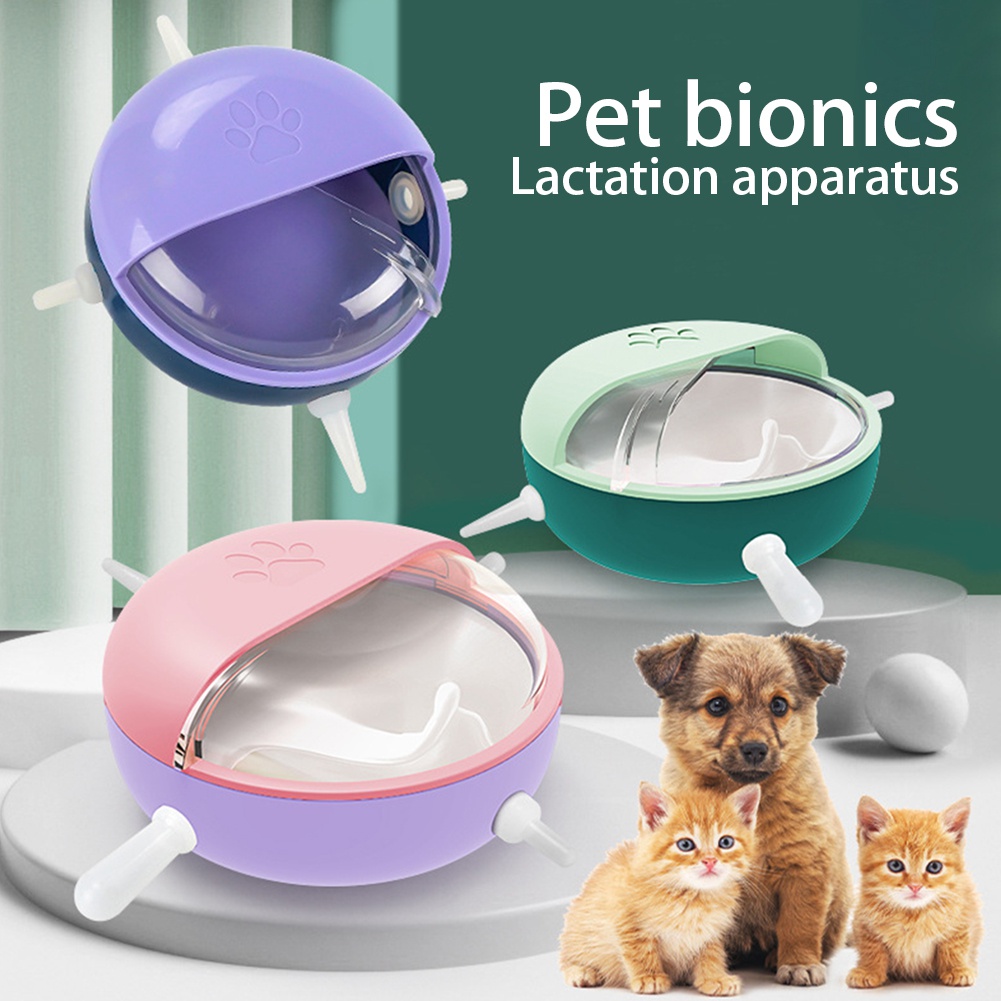 free shipping Kitten Milk Feeder Sets Nipple Puppy Bottles with 4 Nipples Silicone Nursing Cats Food Dispenser Newborn Pet Accessories