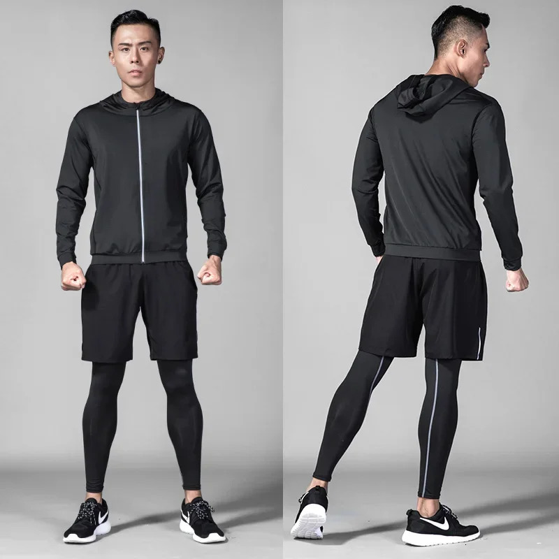 Compression Sports Wear Mens Running Tracksuit Suit Gym Fitness Clothes Sets Jogging Basketball Training 240620