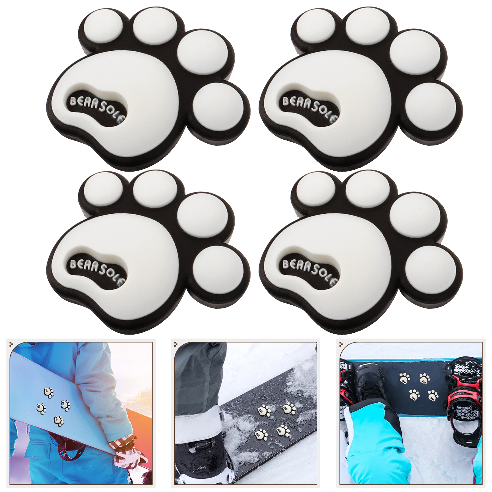 4Pcs Silicone Snowboard Nonslip Stickers Snowboard Adhesive Cushions Nonslip Snowboard Replacement Parts Accessories