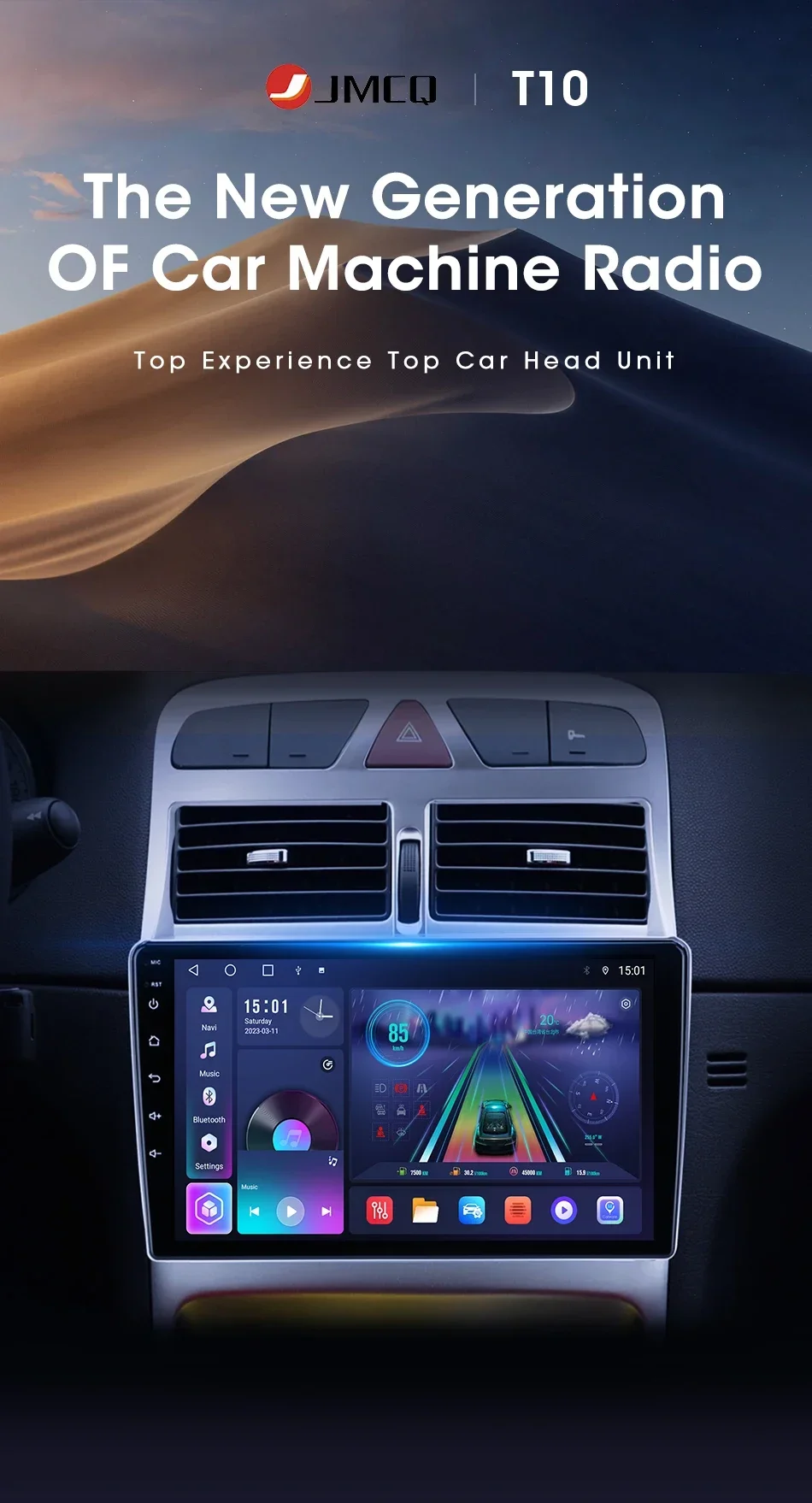 JMCQ 9" Android 12 For Peugeot 307 307CC 307SW 2002 2003 - 2012 2013 Car Radio 2Din Multimedia Player Head Unit Navi GPS Carplay