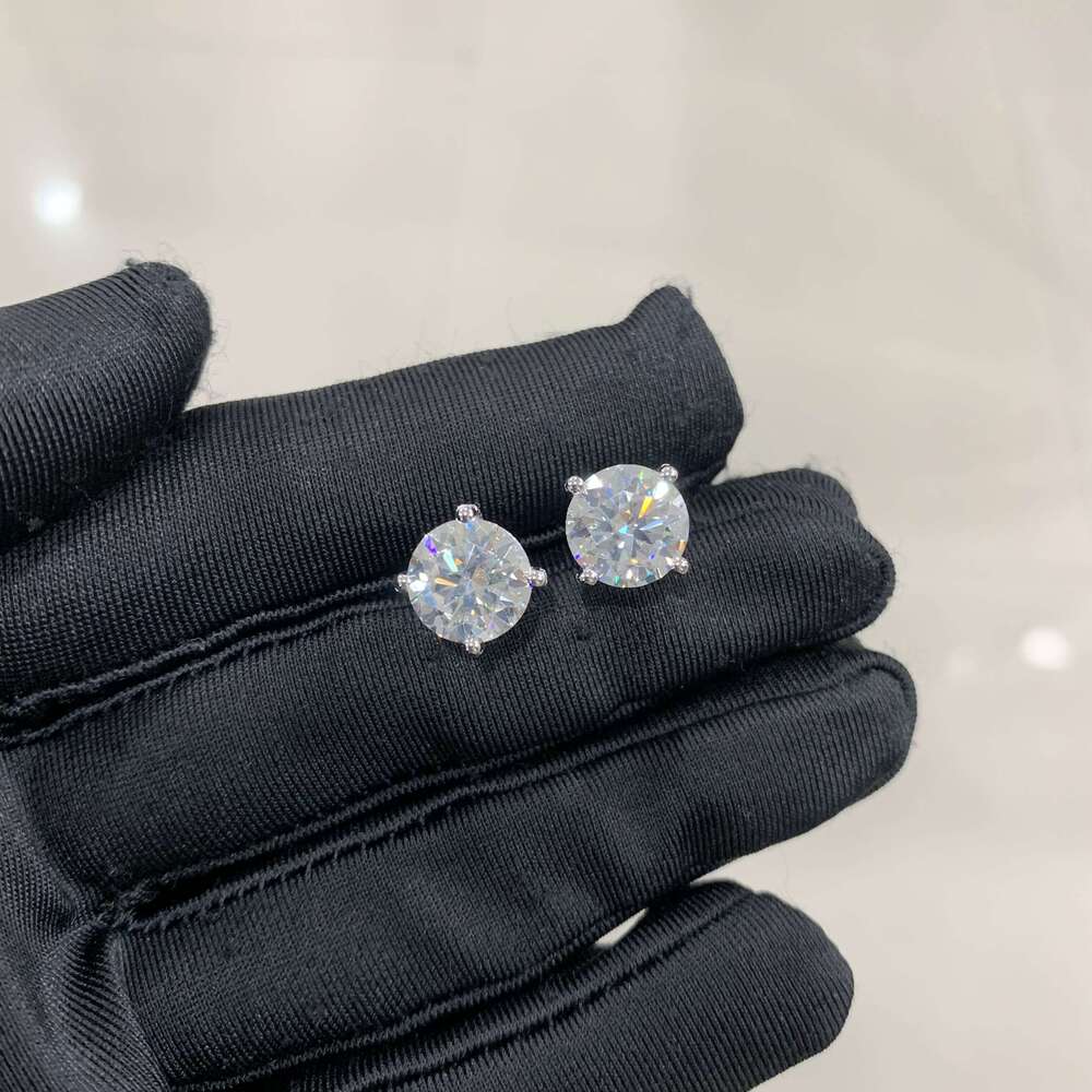 Cadermay 9Mm 3Ct Diamond Earrings 4 Prons Screw Push Back Synthesis Moissanite Solitaire Stud With GRA Certificate