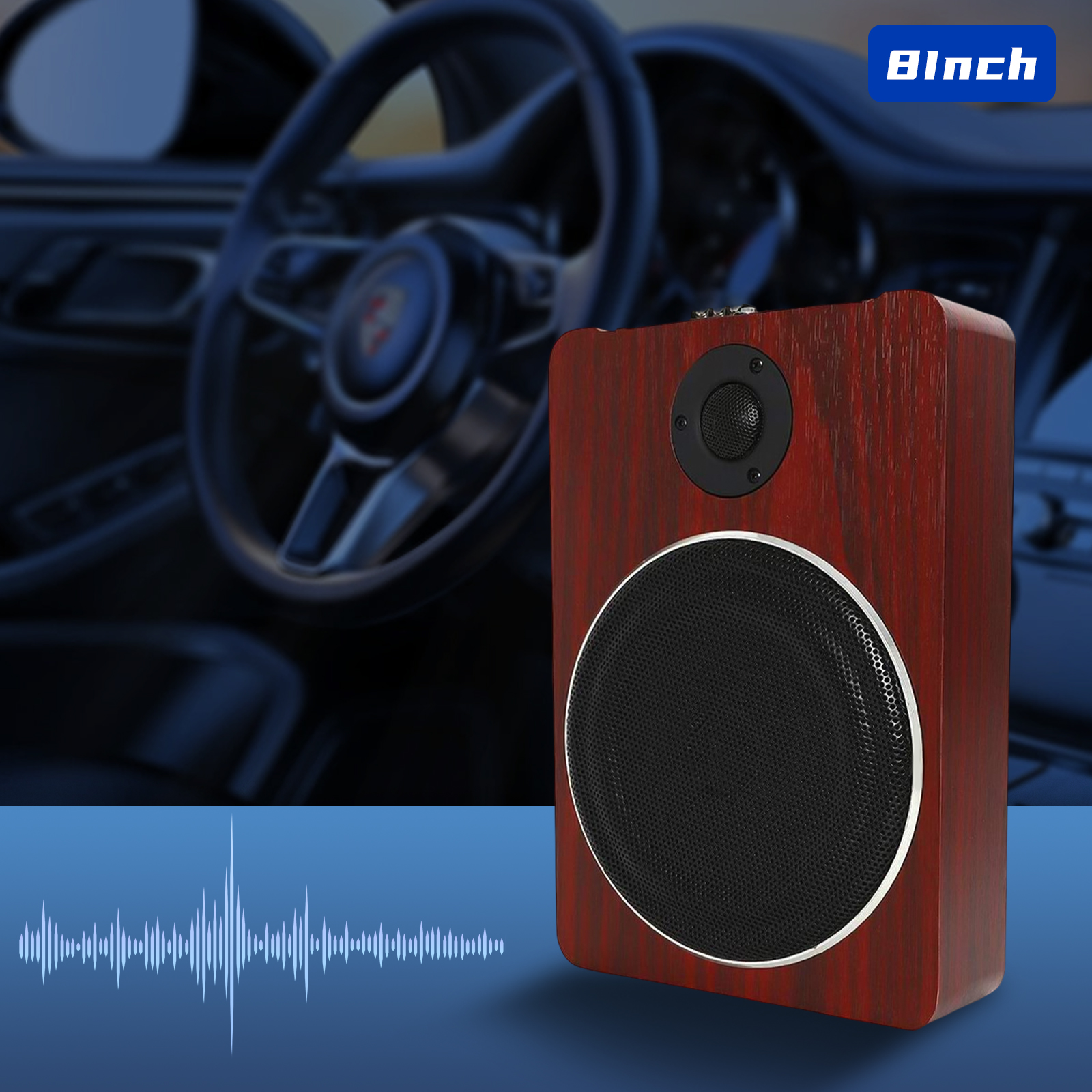 8" Under-Seat Powered Active Hideaway Car Truck Wood Subwoofer Amplifier Player Audio Bass HiFi Slim Speaker 600W 12V