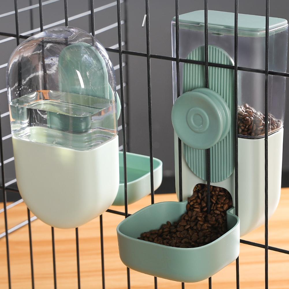 Cat Dog Automatic Feeder Water Fountain Pet Hanging Water Dispenser Pet Food Container Feeding Drinking Water Feeding Cage