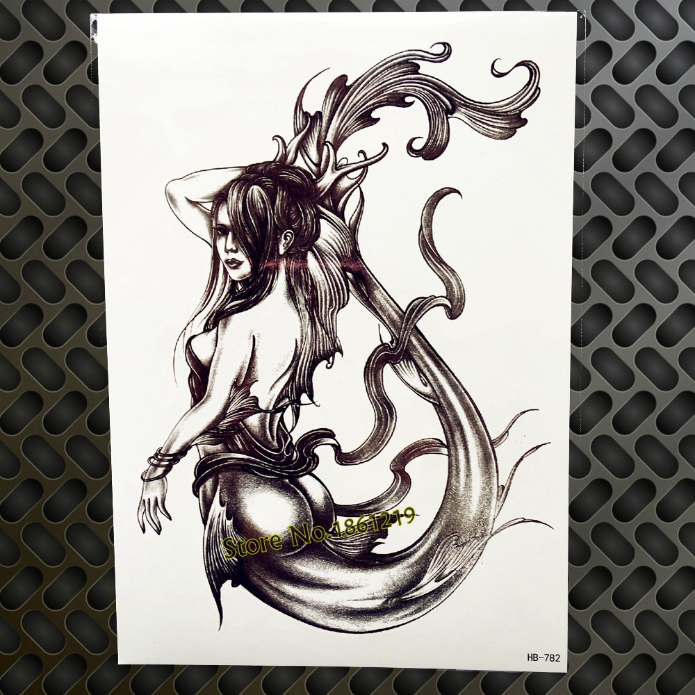 Black Horse Sketch Temporary Tattoo Stickers Women Men Body Art Arm Legs Fake Tatoo 21*15CM Large Transfer Flash Drawing Tattoos