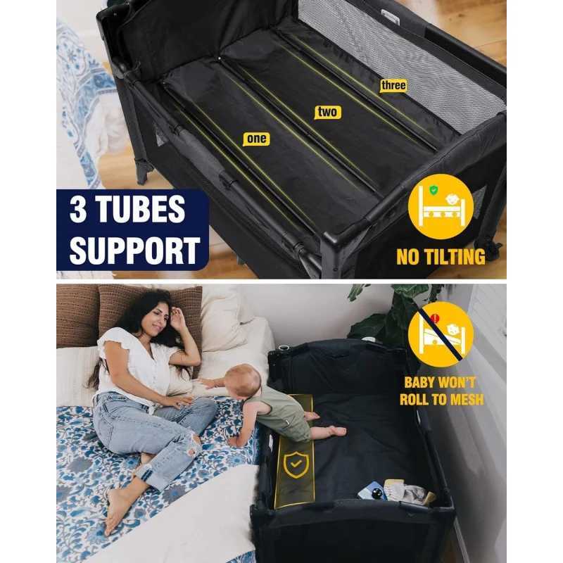 Baby Cribs 4 in 1 Baby Bassinet Bedside Sleeper Crib 4 Functions Playard Changing Table Bab WX