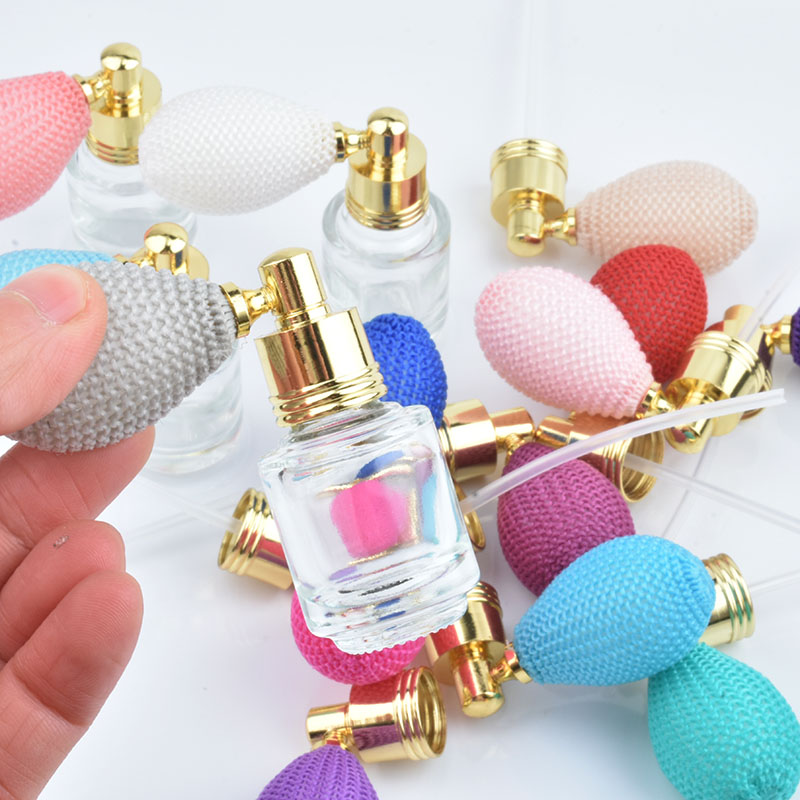 Botella pulverizadora de Perfume colorida, atomizador de vidrio para aceites esenciales, globo de gasolina, 5ml, lote de 3 unidades
