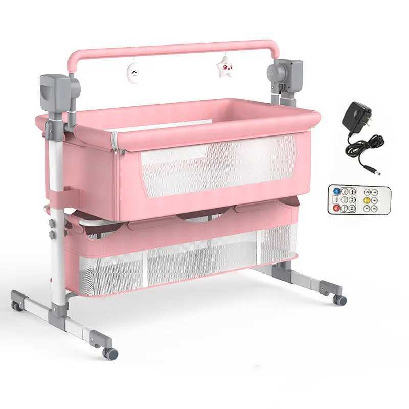 Baby Cribs Electric Baby Bed Cribs Portable Foldable Electric Cot Safety kids Cribs Bassinet Baby swing bed WX