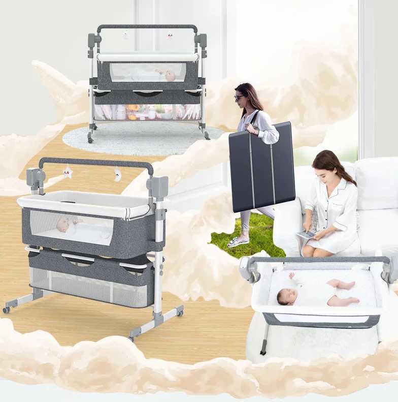 Baby Cribs Electric Baby Bed Cribs Portable Foldable Electric Cot Safety kids Cribs Bassinet Baby swing bed WX