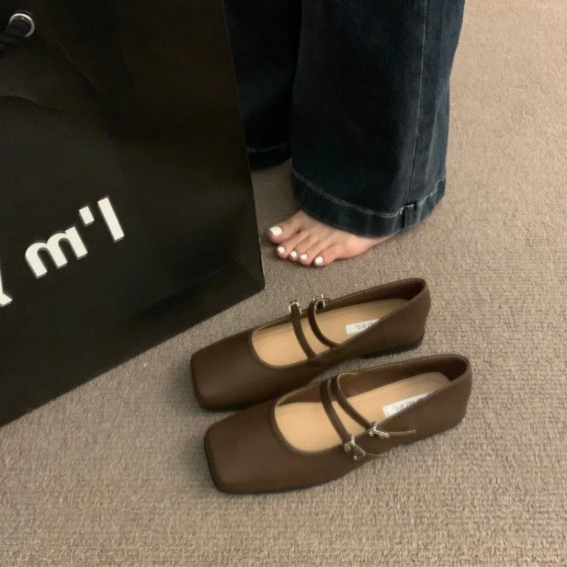 Square Toe Women Mary Jane Fashion Shallow Ladies Casual Soft Sole Flats Spring Womens Comfort Ballerinas Shoes 240629