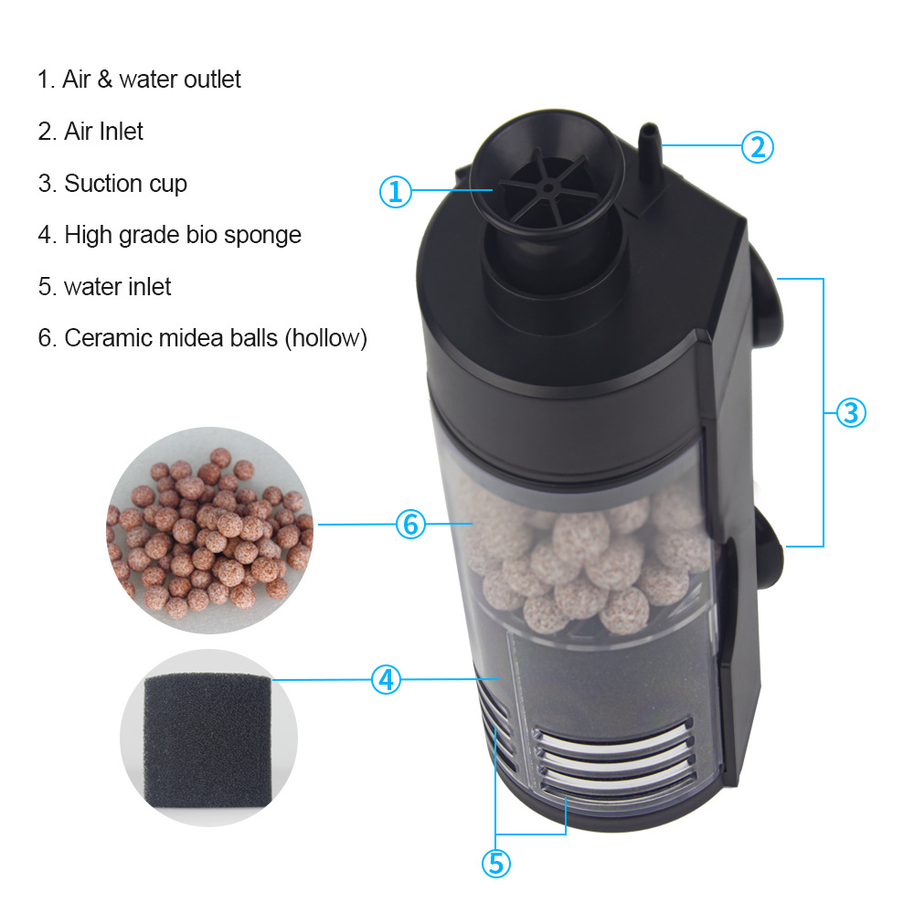 Fish Tank Air Pump Multifunctional Biochemical Sponge Filters Small Aquariums Filtration Reduces The Number of Water Changes