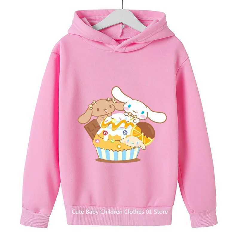 Hoodies Sweatshirts 2024 Girls Cinnamon Roll Printed Spring And Autumn Cartoon Casual Boys Girls Hoodie ChildrenS Clothing Student Hoodie Outdoor