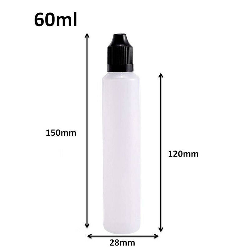 30Pcs 30ml 60ml Plastic Squeezable Pen Dropper Bottle E juice Childproof Cap Long Thin Tip w/ Funnels Eye Liquid LDPE Containers