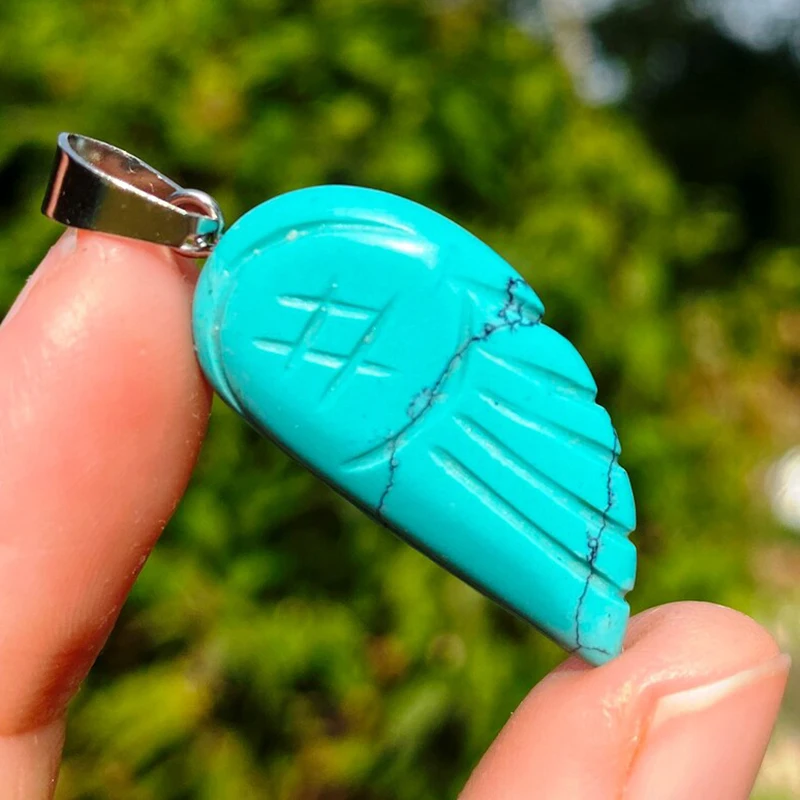 1pc Angel Wings Carved Natural Crystals 30x15mm Stones Charm Spiritual Gemstones for Necklace Pendant Healing Quartz Mineral S30