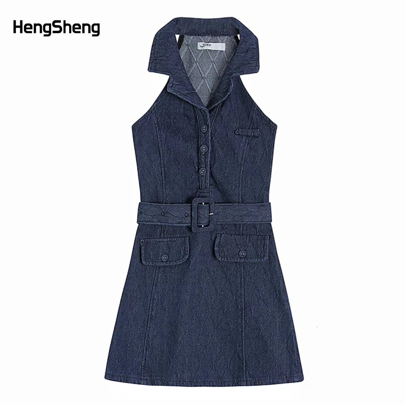 Womens Summer Dress Sexy Sleeveless Polo Collar Denim Dress for Women Denim Skirt Korean Style Y2K Vintage Dress for Girls 240629