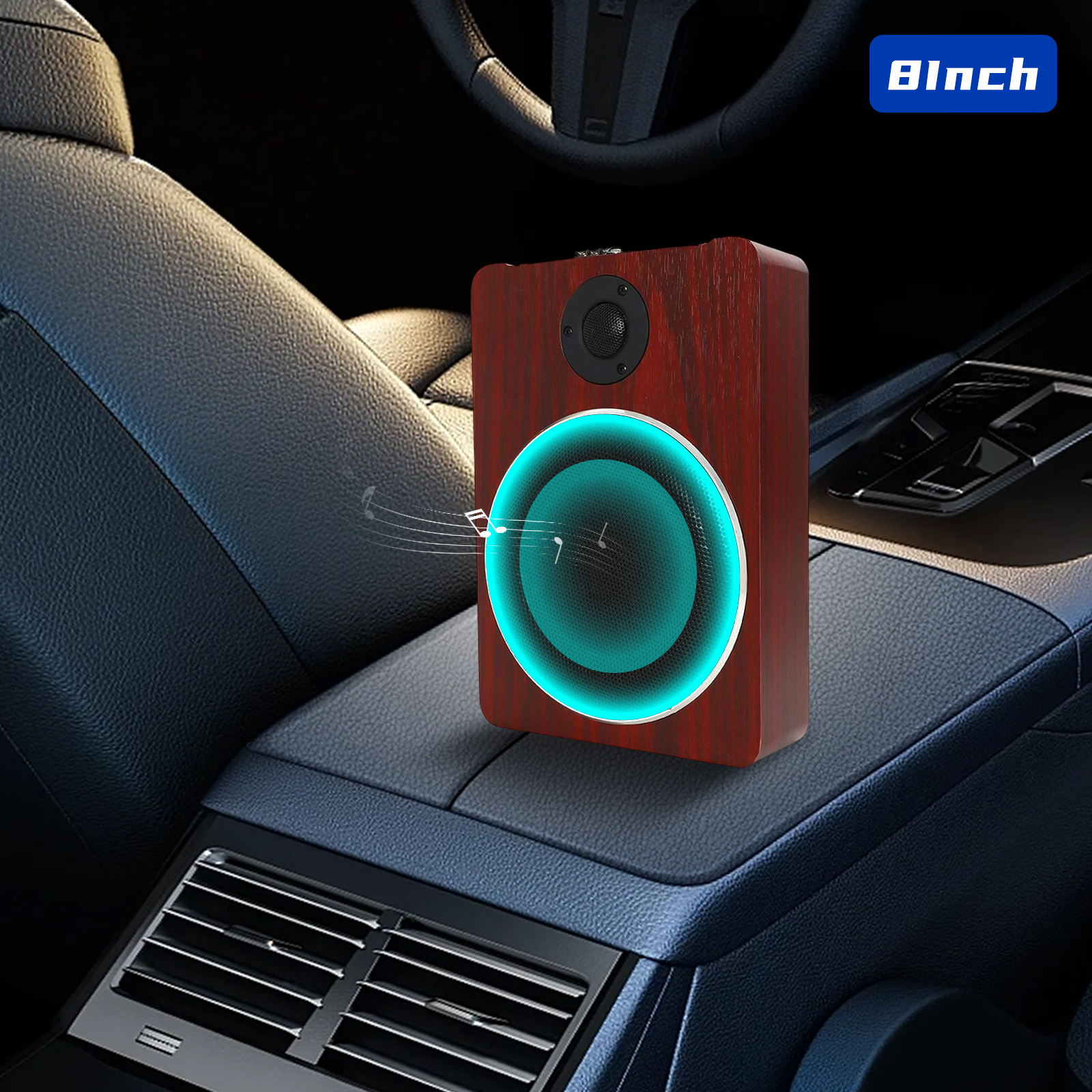 8" Under-Seat Powered Active Hideaway Car Truck Wood Subwoofer Amplifier Player Audio Bass HiFi Slim Speaker 600W 12V