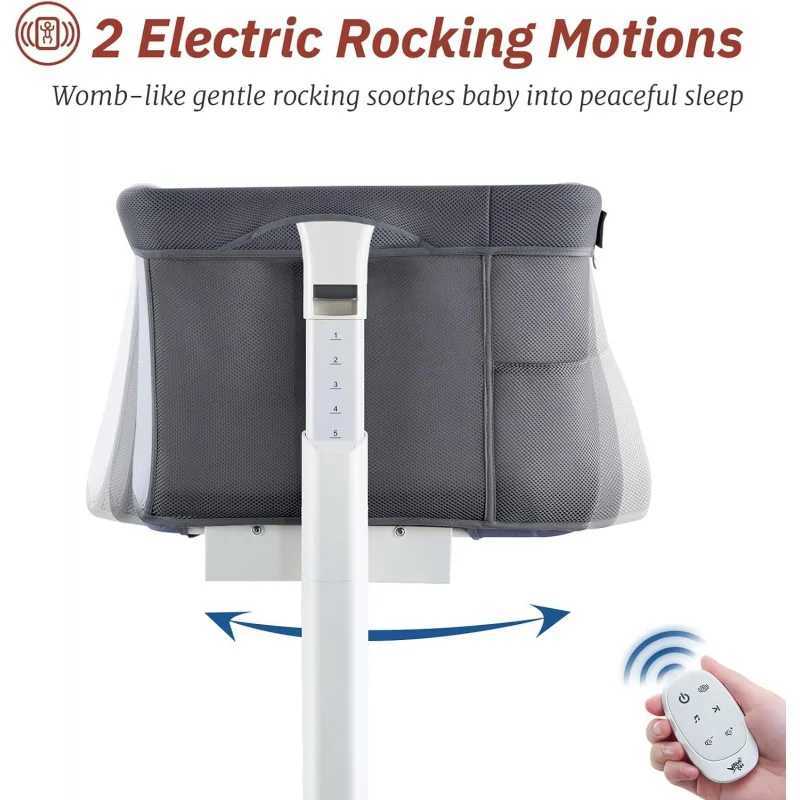 Baby Cribs Rocking Bassinet for Baby Automatic Bedside Sleeper Electric Smart Crib with Wheels 3 in 1 Co Newborn/Infan WX