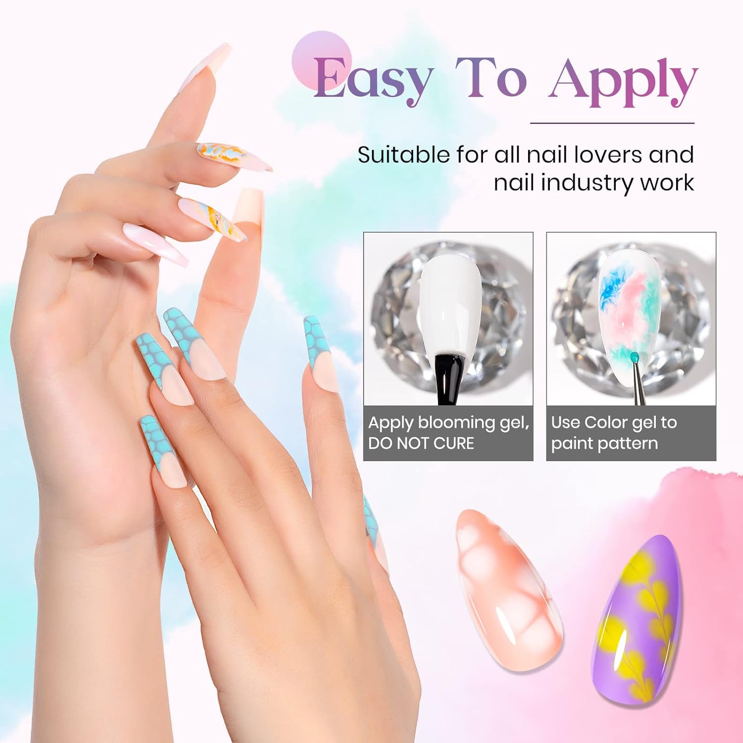 Makartt Clear Blooming Gel, 15ml Soak Off Nail Lamp Gel Nail Polish Glossy Finish Long Lasting for Home Nail DIY Manicure