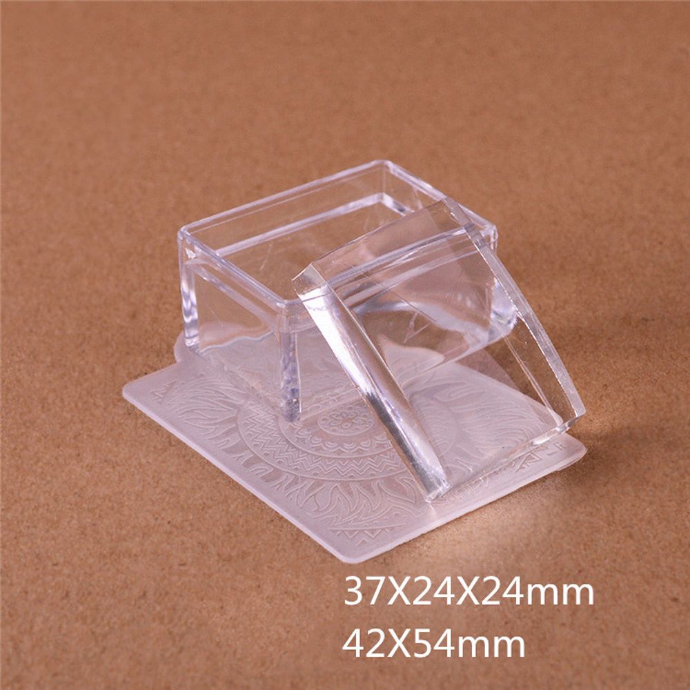 Crystal Silicone Head Jelly Nail Art Stamper Scraper Set Polish Transfer Template Kits Manicure Scraper Rectangle Nail Stamper