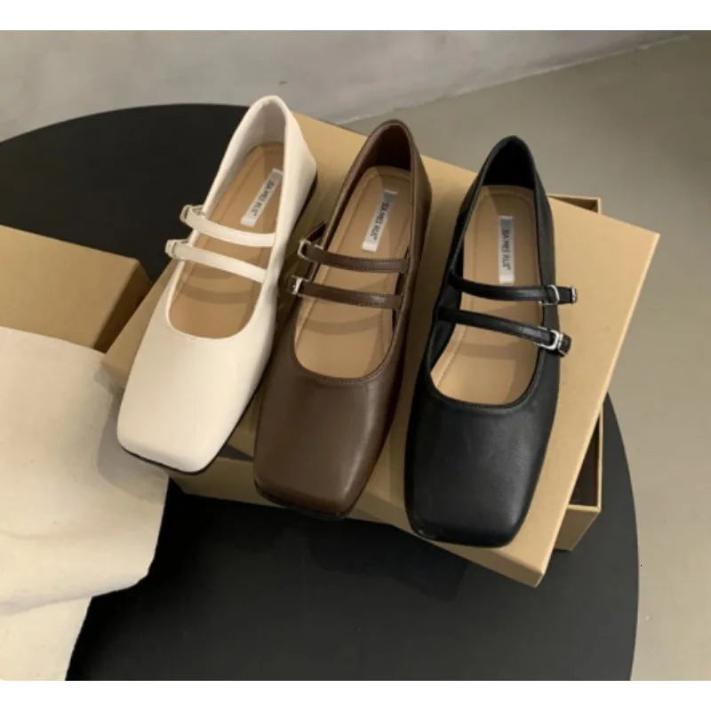 Square Toe Women Mary Jane Fashion Shallow Ladies Casual Soft Sole Flats Spring Womens Comfort Ballerinas Shoes 240629