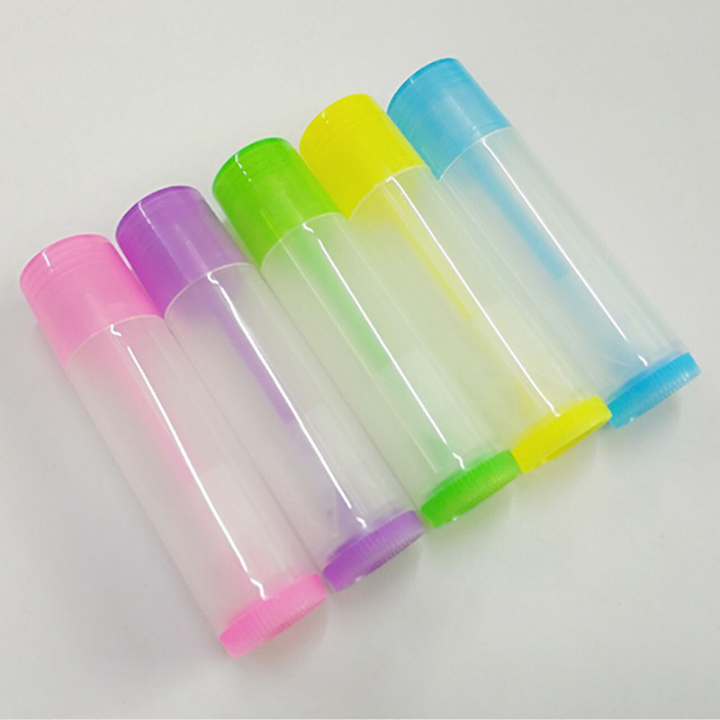 100PCS 5g DIY Empty Colorful transparent lip balm lipstick tube bottle Mouth Lip Balm Stick Sample Cosmetic Container ZKH11