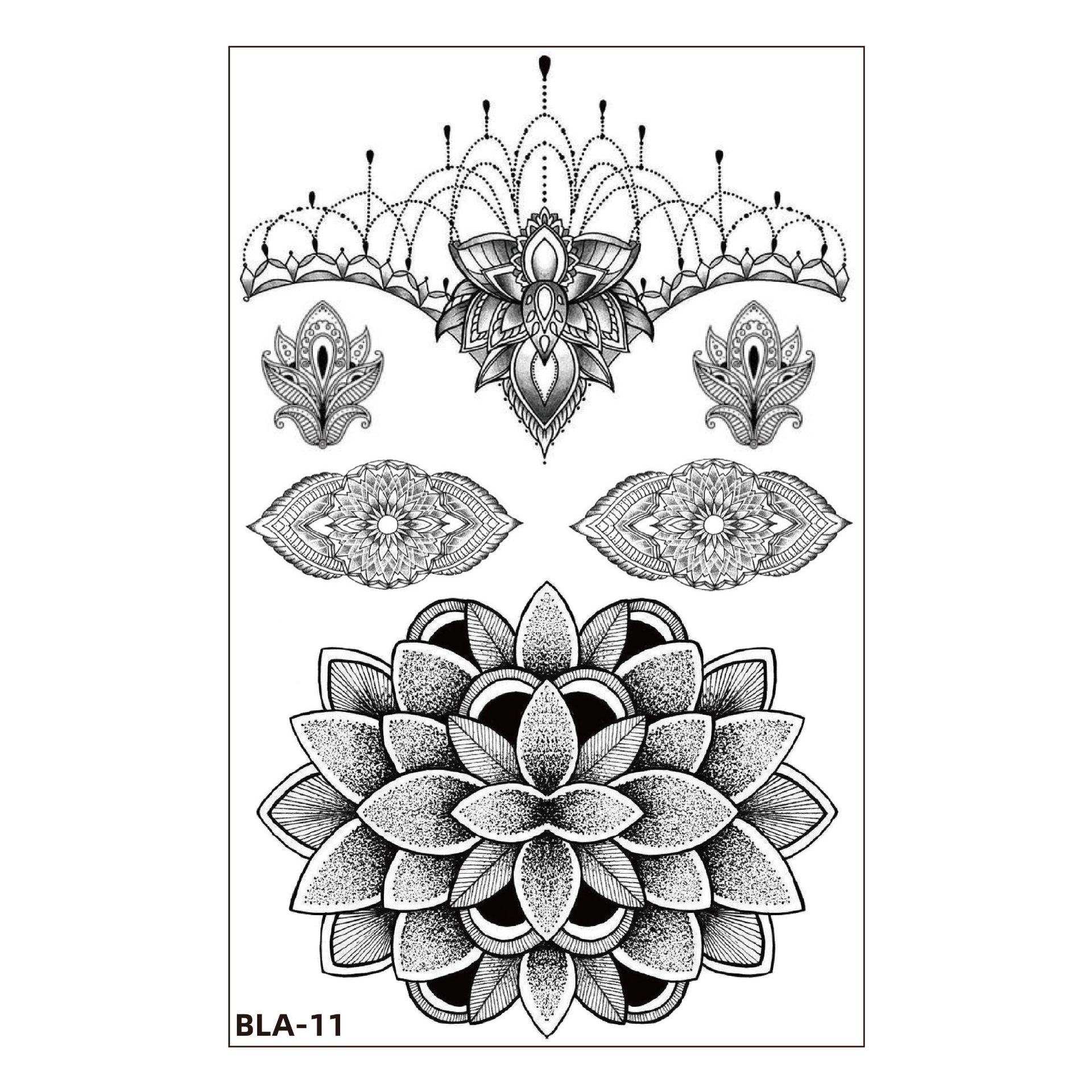 Women Waterproof Temporary Tattoo Sticker Mandala Flower Tatoo Elephant Feather Body Art Water Transfer Clavicle Temporary Tatto