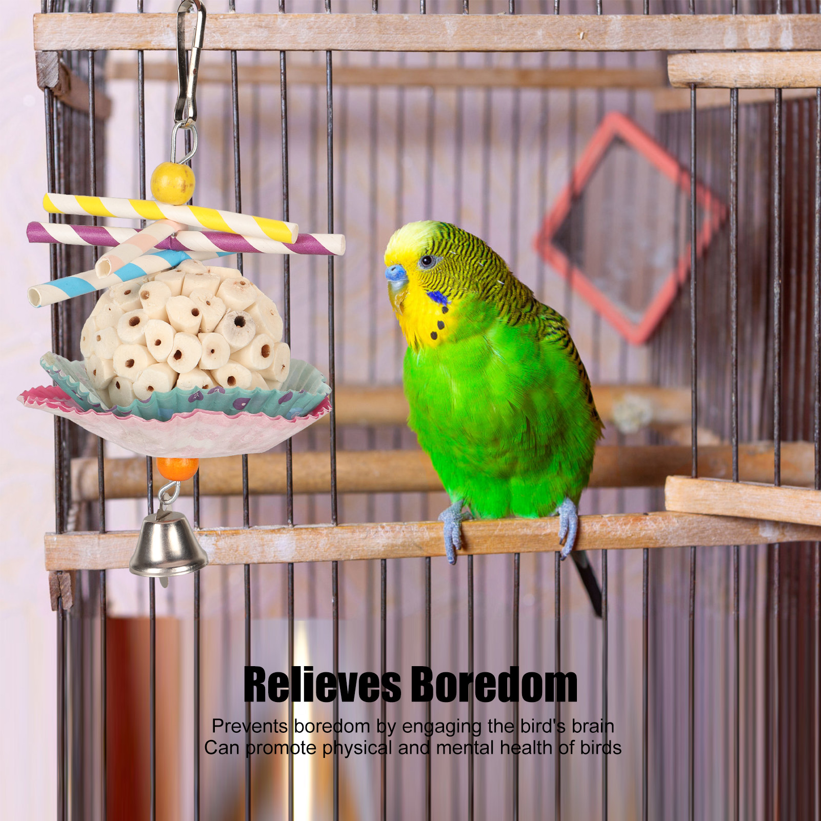 Cake Bird Foraging Toy Edible Soft Boredom Relief Parrot Shredding Chewing Toy For Cockatiel Budgie Single Ball String
