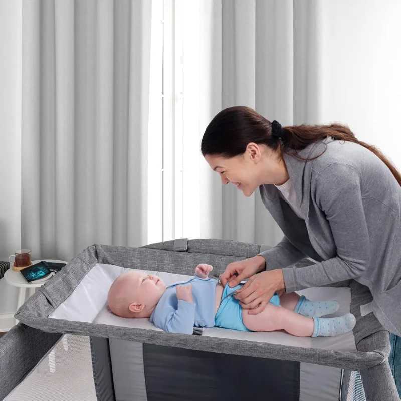 Baby Cribs 5 in 1 Baby CribBassinet Bedside Cribs Pack and Play with Changing Table Portable Travel Playpen WX