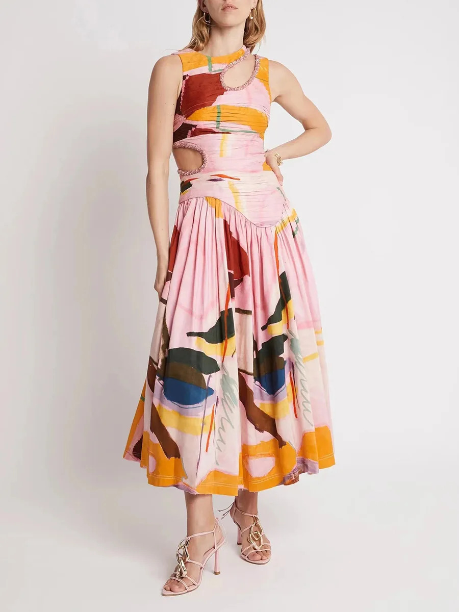 womens party dress elegant suspender irregular hollow out summer dresses printed embroidered aline swing bodycon maxi 240627