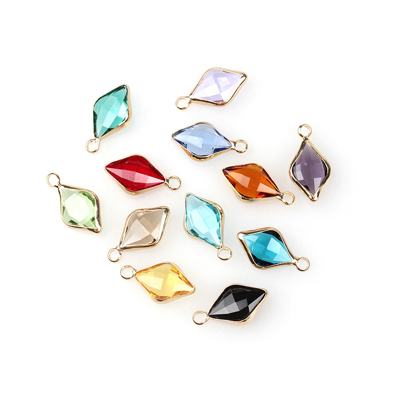 12pcs/lot Shuttle shape Crystal Charms Beads 18*10MM For Glass Living Memory Locket DIY Necklace Bracelet Accessories