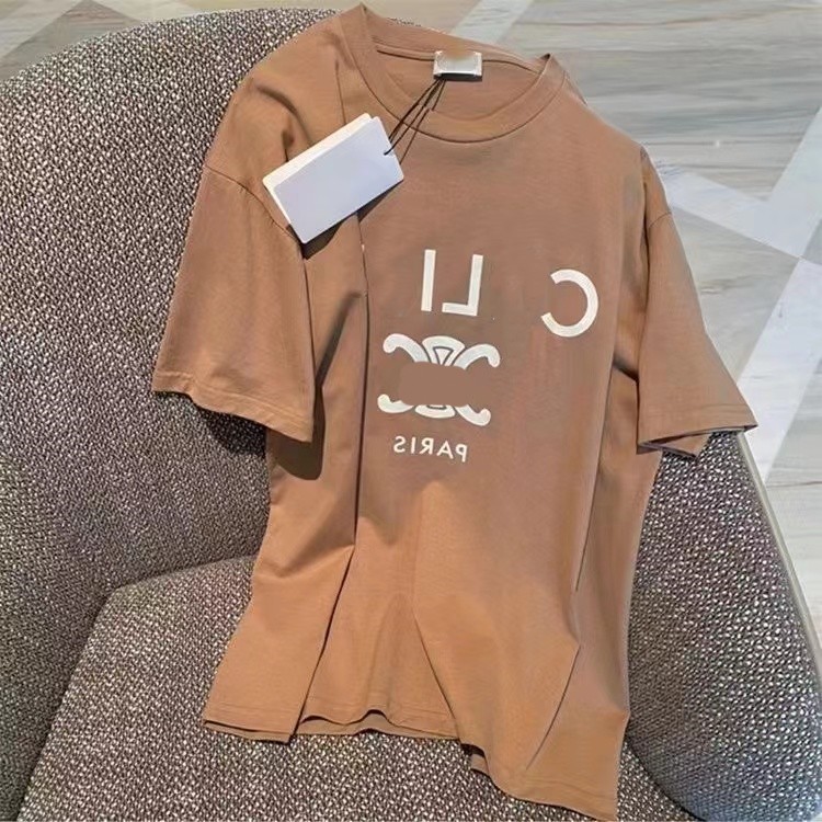 Women's T-shir Men's women's fashion letter pattern printed cotton breathable high quality casual sports summer loose solid color black white short-sleeved T-shirtsL