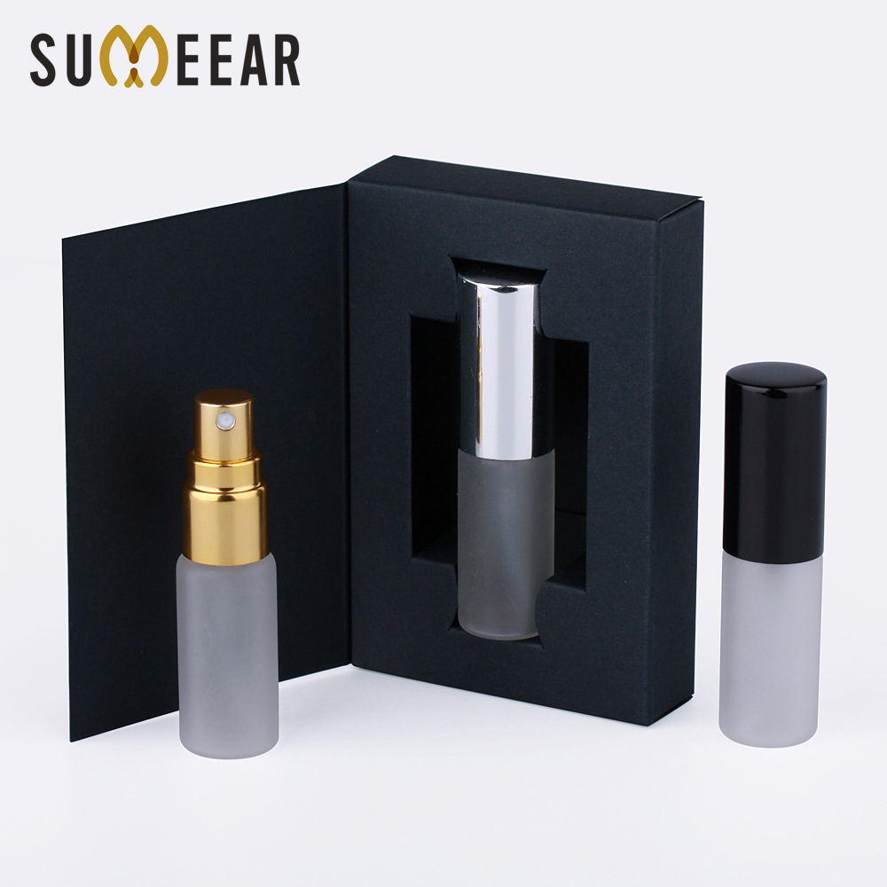 50 Pcs/Lot 5ml Frosted Perfume Bottle with Packing Box Black and White Gift Sprayer Perfume Sample
