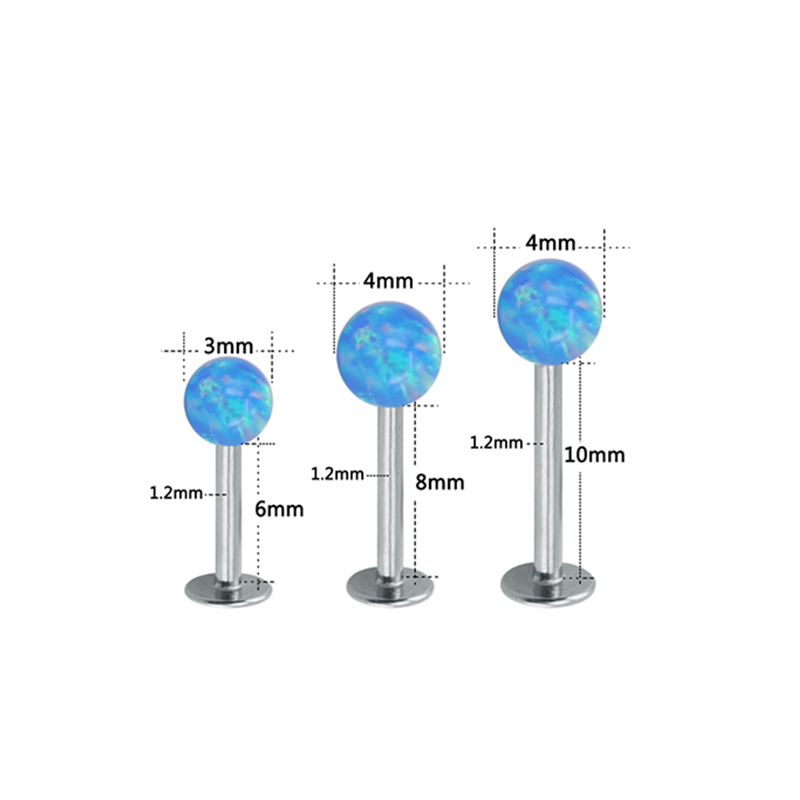 1PC G23 Titanium Piercing Lip Ear Studs Hoop Opal Ball Internal Thread Helix Conch Tragus Stud Earring Labret Lobe PIERC Jewelry