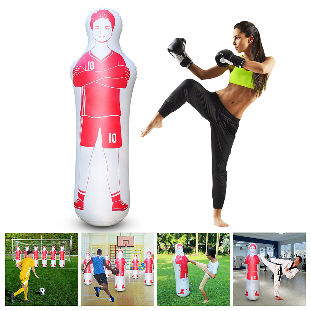 Inflatable Soccer Dummy Goalkeeper Inflatable Punching Bag Standing Boxing Bag for Home Exercise for Children Adults