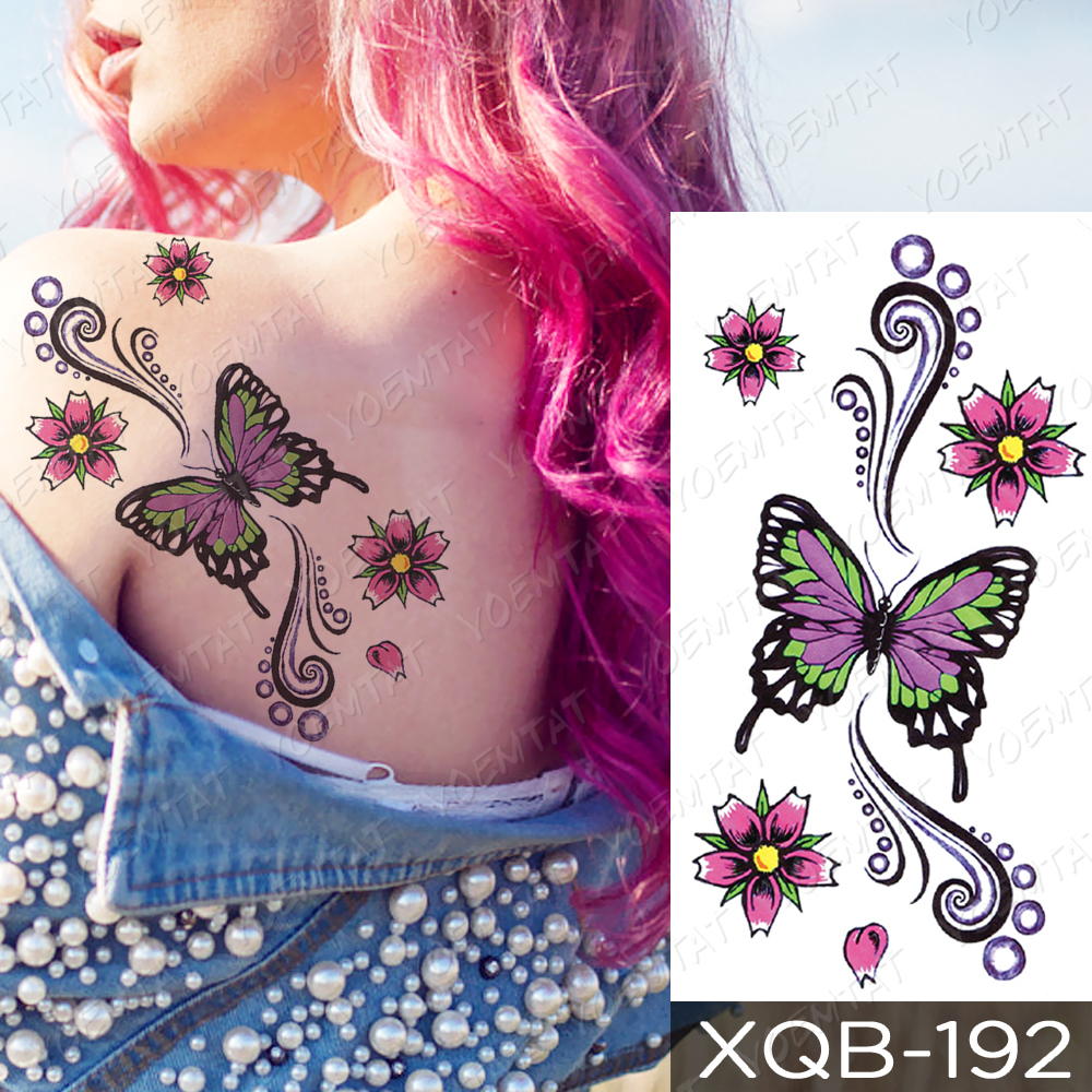 Waterproof Temporary Tattoo Sticker Lotus Butterfly Rose Flash Tattoos Flowers Bird Dreamcatcher Body Art Arm Fake Sleeve Tatoo