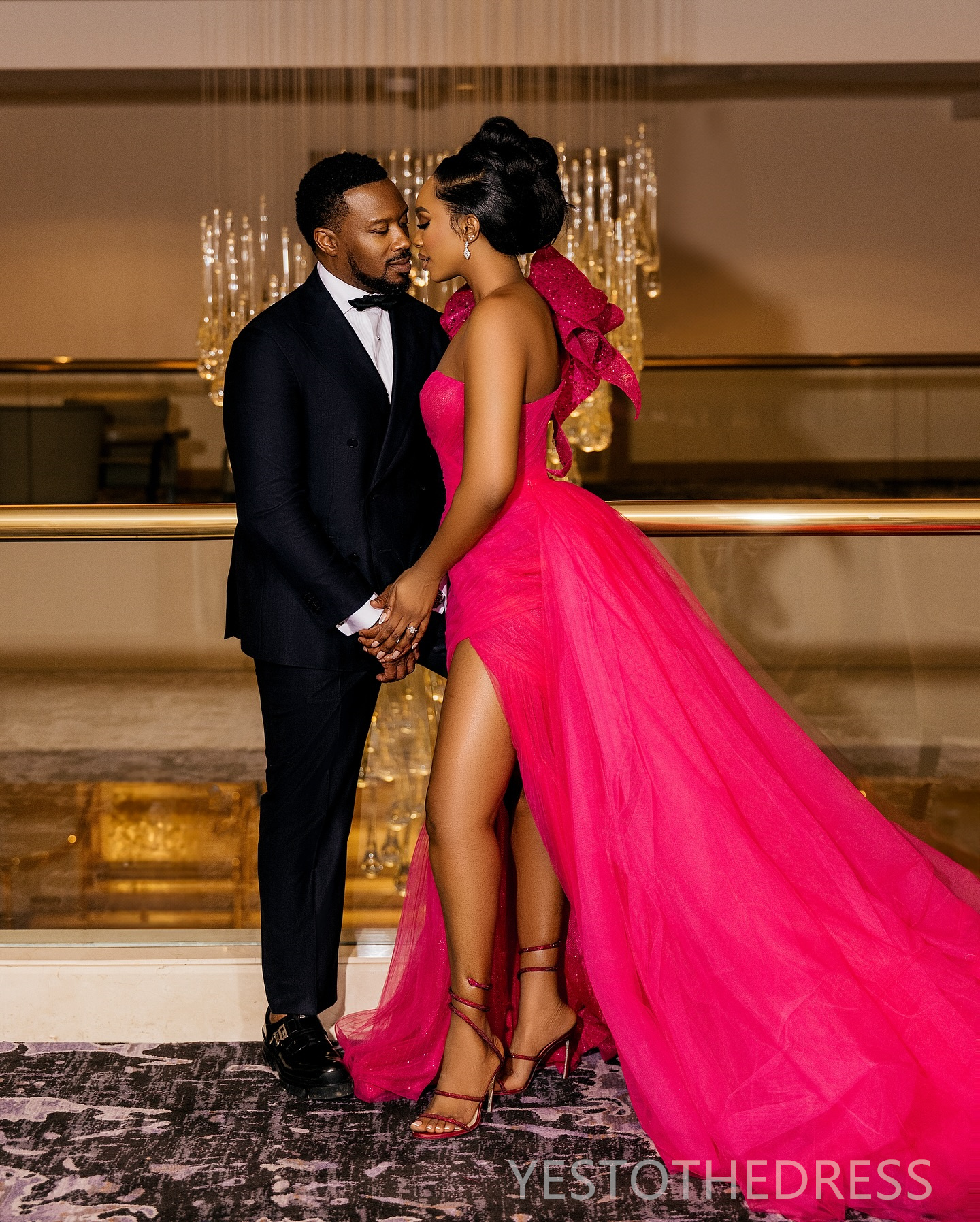 2024 Hot Pink Prom Dress Mermaid Promdress Formal Dresses for Women One Shoulder Sexy Side Split Sequined Lace Birthday Dress Second Reception Gowns G